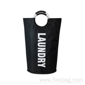 Oxford Portable Aluminum Handle Dirty Clothing Laundry Hamper Custom Logo Collapsible Storage Bags